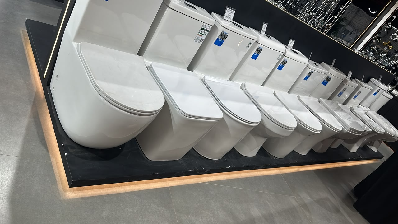 Sanitary ware and toilet fixtures displayed for project supply